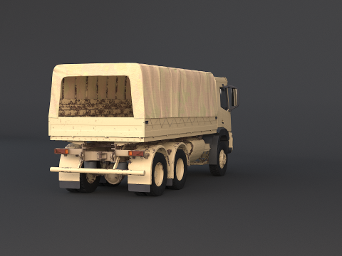 जेनेरिक 6x4 मिलिट्री कैमो ट्रक 3D मॉडल