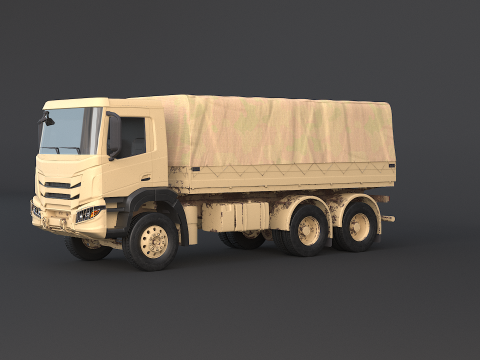 जेनेरिक 6x4 मिलिट्री कैमो ट्रक 3D मॉडल