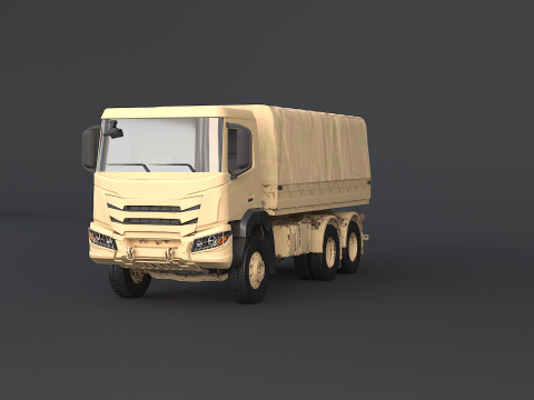 जेनेरिक 6x4 मिलिट्री कैमो ट्रक 3D मॉडल