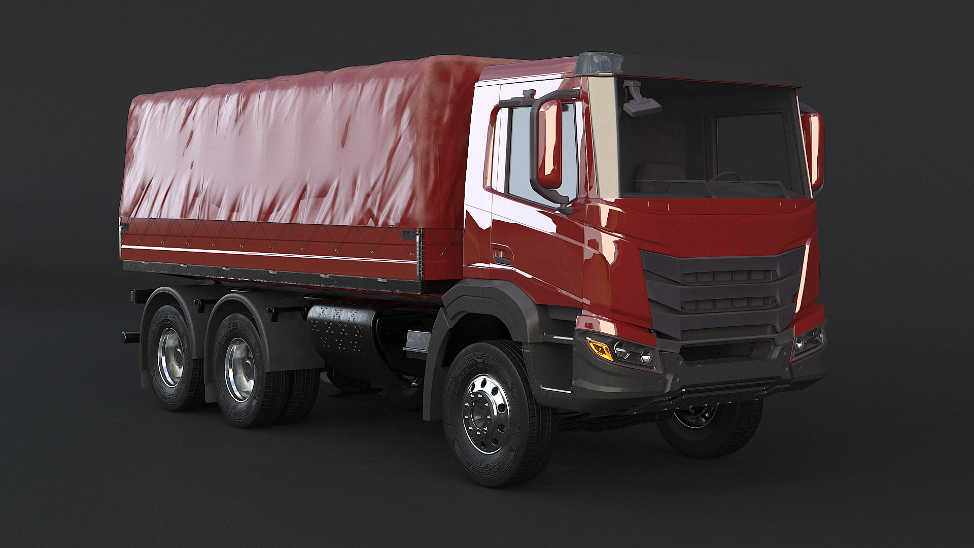 Generic 6x4 Tautliner Cargo Truck 3D Model .c4d .max .obj .3ds .fbx .stl .blend 