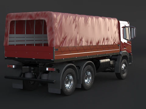 Generic 6x4 Tautliner Cargo Truck 3D Model