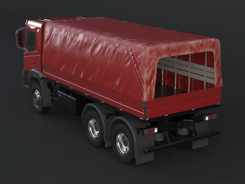 Generic 6x4 Tautliner Cargo Truck 3D Model