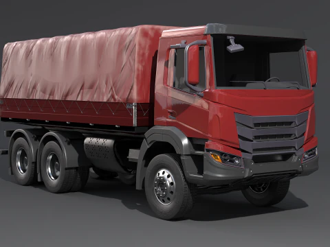 Generic 6x4 Tautliner Cargo Truck 3D Model