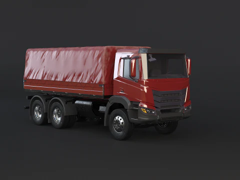 Generic 6x4 Tautliner Cargo Truck 3D Model