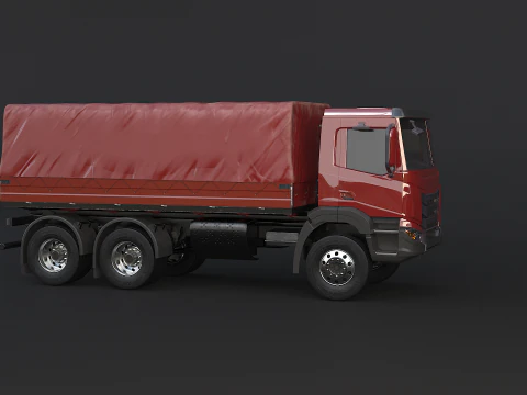 Generic 6x4 Tautliner Cargo Truck 3D Model