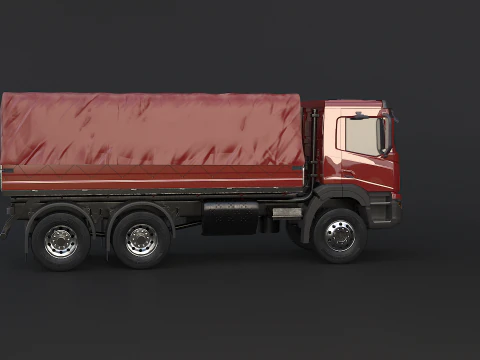 Generic 6x4 Tautliner Cargo Truck 3D Model