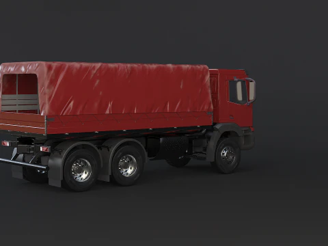 Generic 6x4 Tautliner Cargo Truck 3D Model