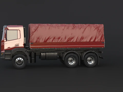Generic 6x4 Tautliner Cargo Truck 3D Model