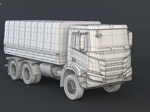 Generic 6x4 Tautliner Cargo Truck 3D Model