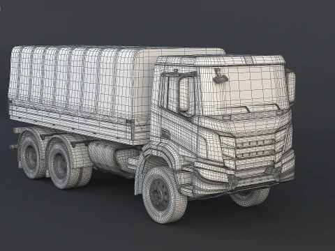 Generic 6x4 Tautliner Cargo Truck 3D Model