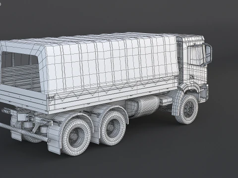 Generic 6x4 Tautliner Cargo Truck 3D Model