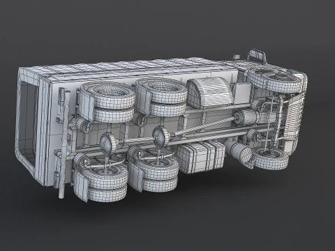 Generic 6x4 Tautliner Cargo Truck 3D Model