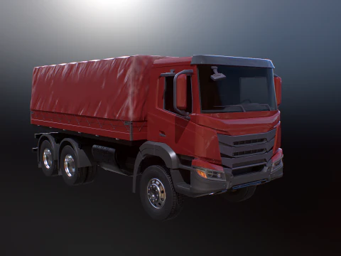 Generic 6x4 Tautliner Cargo Truck 3D Model