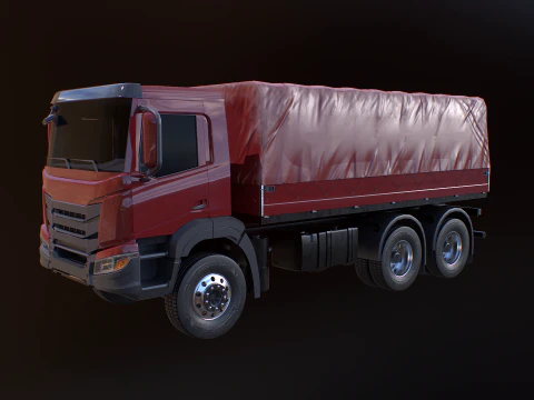 Generic 6x4 Tautliner Cargo Truck 3D Model