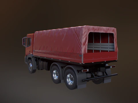 Generic 6x4 Tautliner Cargo Truck 3D Model