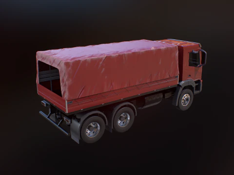 Generic 6x4 Tautliner Cargo Truck 3D Model
