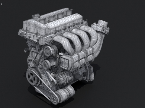 Generic Straight-Four Engine and Gearbox UT 3D Model