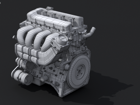 Generic Straight-Four Engine and Gearbox UT 3D Model