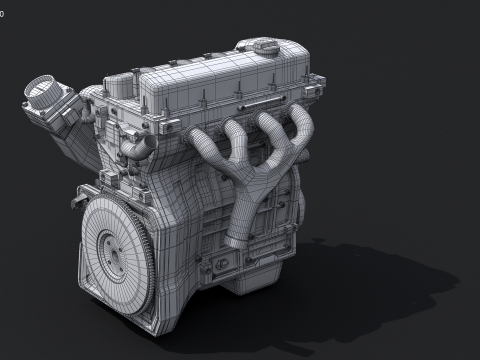 Generic Straight-Four Engine and Gearbox UT 3D Model