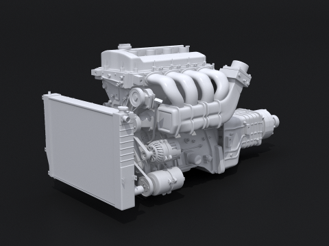 Generic Straight-Four Engine and Gearbox UT 3D Model