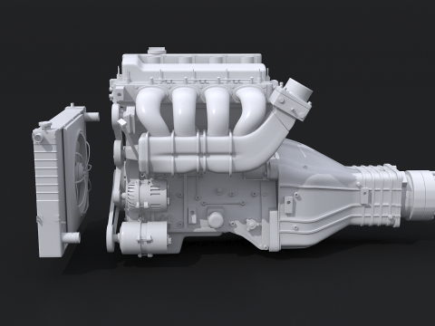 Generic Straight-Four Engine and Gearbox UT 3D Model