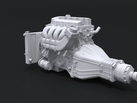 Generic Straight-Four Engine and Gearbox UT 3D Model