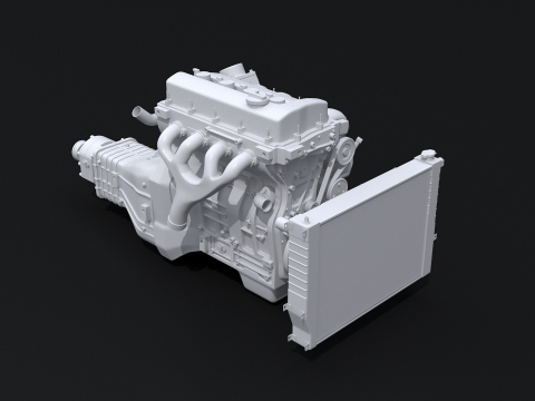 Generic Straight-Four Engine and Gearbox UT 3D Model