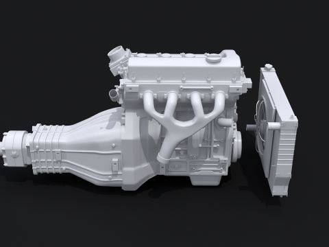 Generic Straight-Four Engine and Gearbox UT 3D Model