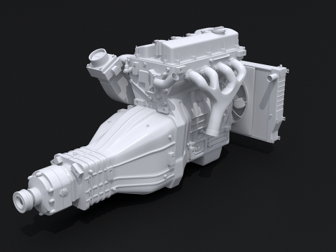Generic Straight-Four Engine and Gearbox UT 3D Model