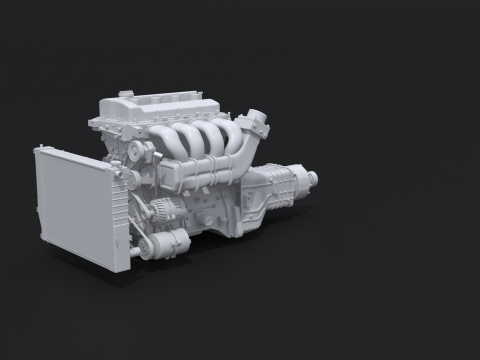 Generic Straight-Four Engine and Gearbox UT 3D Model
