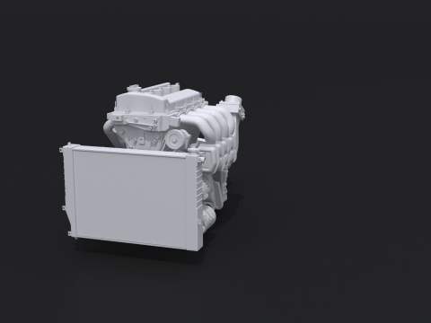 Generic Straight-Four Engine and Gearbox UT 3D Model