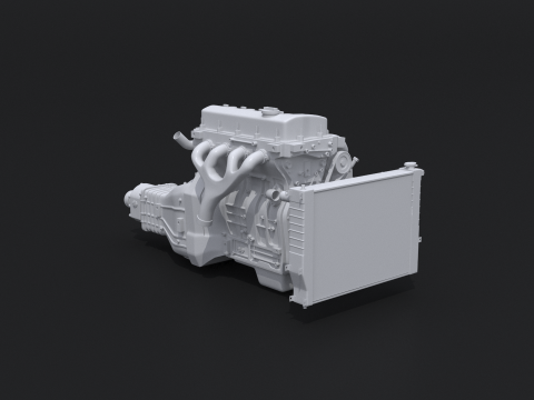 Generic Straight-Four Engine and Gearbox UT 3D Model