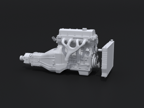Generic Straight-Four Engine and Gearbox UT 3D Model
