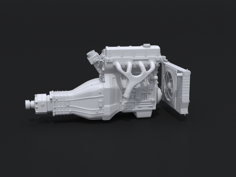 Generic Straight-Four Engine and Gearbox UT 3D Model