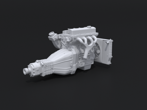 Generic Straight-Four Engine and Gearbox UT 3D Model