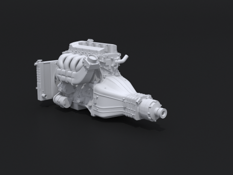 Generic Straight-Four Engine and Gearbox UT 3D Model