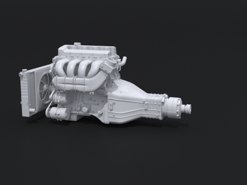 Generic Straight-Four Engine and Gearbox UT 3D Model