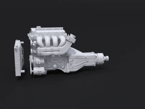 Generic Straight-Four Engine and Gearbox UT 3D Model