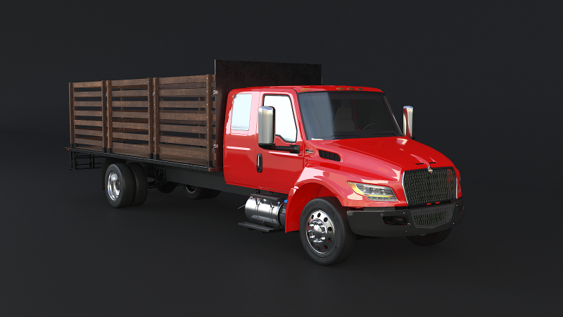 International MV 2023 Stake Flatbed 3D Model .c4d .max .obj .3ds .fbx .stl .blend 