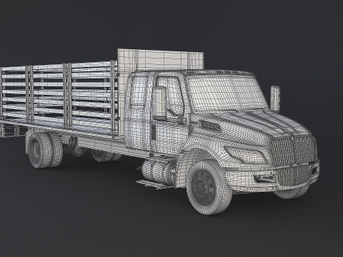 International MV 2023 Stake Flatbed 3D Model