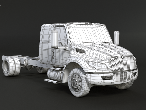 International MV Extended Cab 3D Model