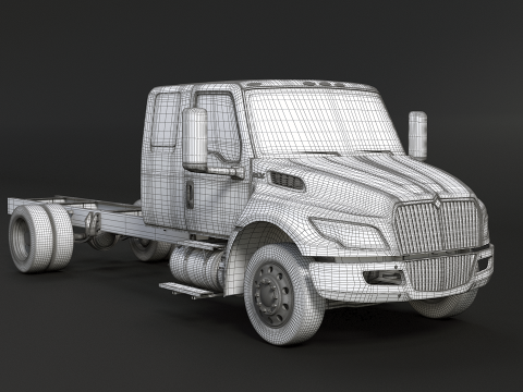 International MV Extended Cab 3D Model