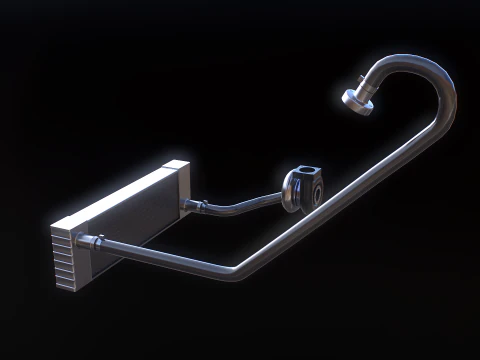 Straight-Four Turbo Engine and Gearbox 3D Model