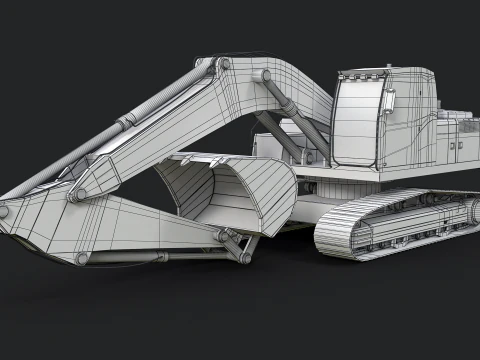 Modern Generic Heavy Duty Excavator 3D Model