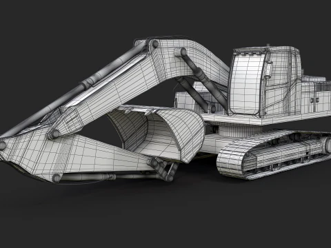 Modern Generic Heavy Duty Excavator 3D Model