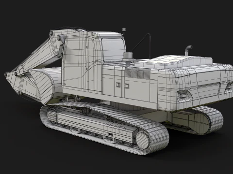 Modern Generic Heavy Duty Excavator 3D Model