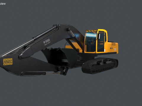 Modern Generic Heavy Duty Excavator 3D Model