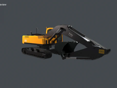Modern Generic Heavy Duty Excavator 3D Model