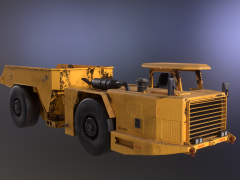 Moderno camion da miniera articolato arrugginito Modello 3D