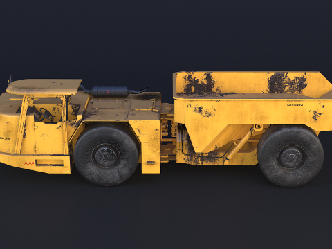 Moderno camion da miniera articolato arrugginito Modello 3D